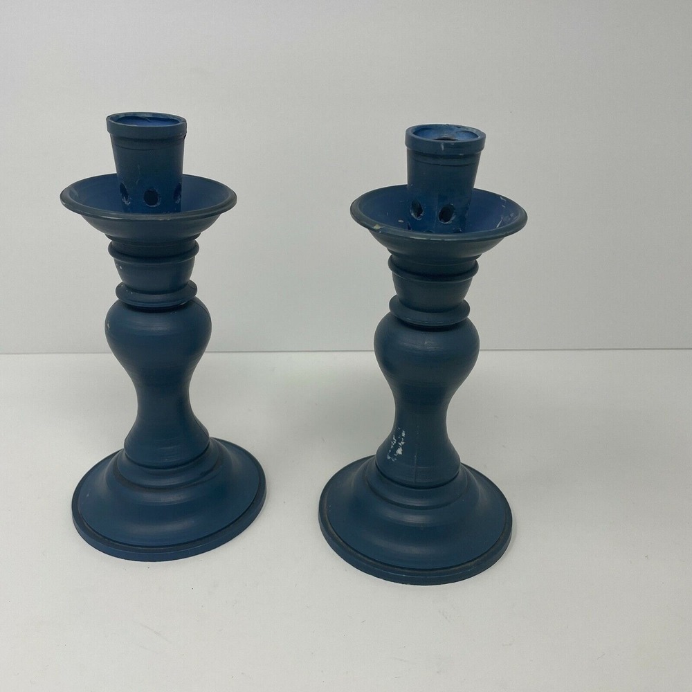 Vintage‎ 1965 Deldan Design Blue Candlestick Holders made in ITALY Neutral Retro - Picture 9 of 9